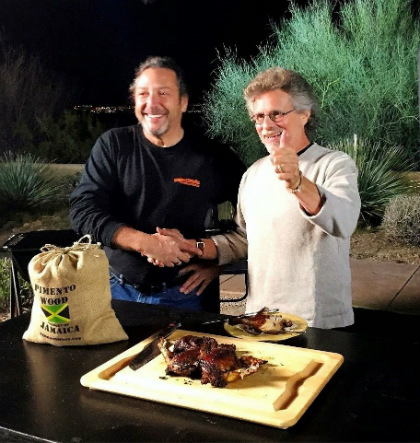 Gary Feblowitz and Steven Raichlen on the set of Project Smoke