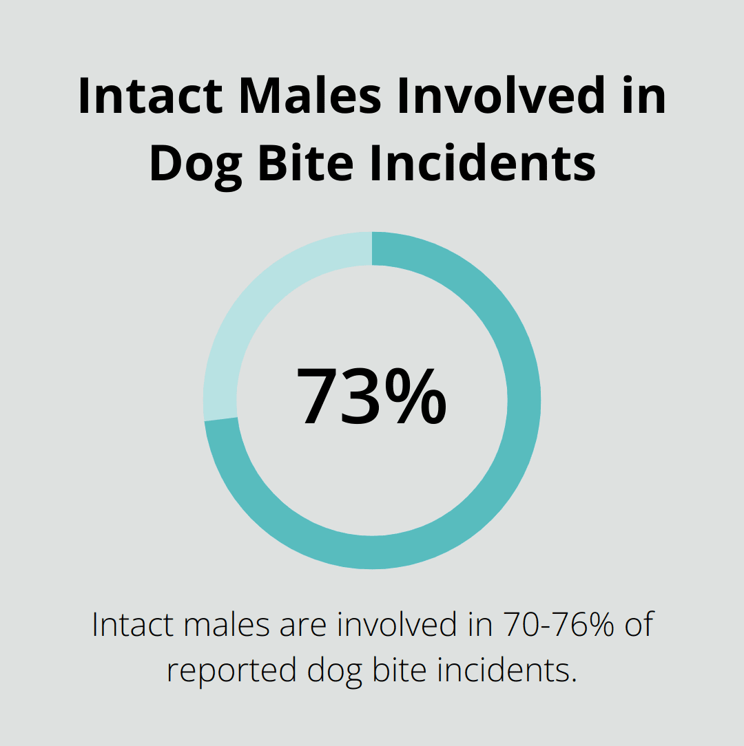 Pie chart showing 70-76% of reported dog bite incidents involve intact males - 5 tips to prevent dog bites