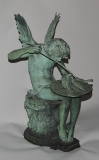 French, Art Nouveau period, patinated bronze figure “Amour aux colombes”