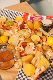 Stovetop Zatarain’s Shrimp Boil with Cajun Style Smoked Sausage & Garlic Butter Sauce