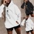 Casual Printed Hoodie Womens Long Sleeve Sportswear Polyester Sweatshirt