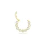 9ct Yellow Gold 9 Cubic Zirconia Clicker Hoop Septum Daith Piercing 1.2 x 9mm UK