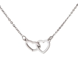 Double Heart Silver Pendant Necklace for Women Teen Girls Dainty Jewelry GIFT UK