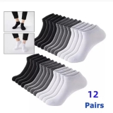 12 Pairs Mens Trainer Liner Ankle Socks Invisible Cotton Low Cut Sports Socks