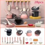 28Pcs Kids Play Kitchen Toy Childrens Cooking Utensils Pots Pans Accessories Set