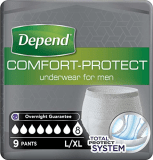 Depend Comfort Protect for Men L/XL – Incontinence Pants 9 Pack – Discreet P&P