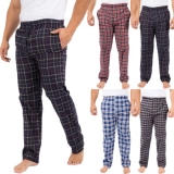 2 Pack Mens Pyjama Trousers PJ Pants Bottoms Lounge Cotton Woven Check Nightwear