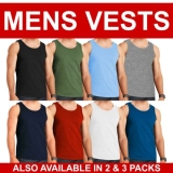 Mens Vest Tops 100% Cotton Plain Classic Vests Summer Training Gym Tank Top Pack
