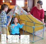 CHILDREN’S KIDS 72 PIECE  BUILD & PLAY CONSTRUCTION FORT TENT WENDY HOUSE DEN