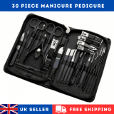 30 Piece Manicure Pedicure Nail Care Set Cutter Clippers Kit Case Mens Ladies
