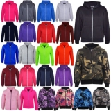 Kids Classic Plain & Tie Dye Print Full Zip-Up Soft Hooded Zipper Jacket 2-13Yrs