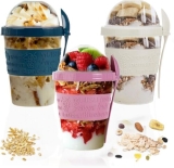 3x Kids Yogurt Cup with Spoon Overnight Oats Cereal Breakfast On the Go Pots