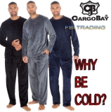 Mens SUPER SOFT Fleece Pyjamas Sets  long sleeve winter warm pjs
