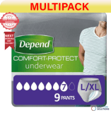 6 x Depend Comfort Protect for Men L/XL Incontinence Pants – 6 Pack of 9