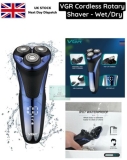 Electric Shaver Wet Dry Rotary Shaving Razor with Pop-up Trimmer Mens UK