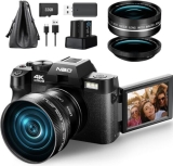 4K Digital Cameras 48MP 60FPS Video Camera WiFi & App Control for Photography