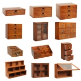 Wooden Vintage Desktop Cabinet Makeup Jewellery Storage Box  Shelf Holder Drawer