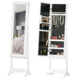 HOMCOM Free Standing LED Mirrored Jewelry Cabinet Armoire Floor Organiser