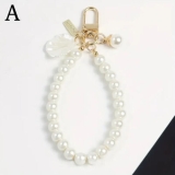Faux Pearl Jewellery Keyring – Girls Costume Bracelet Keychain & Bag Heart Charm