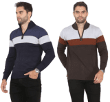 Mens Jumper Pullover Sweater Jersey Long Sleeve Warm Half Zip 100% Cotton NEW