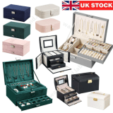 Large Jewellery Boxes Leather Storage Case Drawer Cabinet Necklace Organizer UK