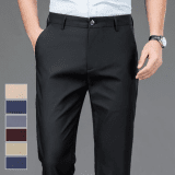 Men Pants Stretch Solid Black Casual Men’S Trousers Office Quick Dry Suit Pants