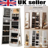 3 IN 1 Swivel Jewelry Cabinet Lockable Jewelry Armoire with Full-Length Mirror