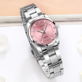 Ladies Luxury Wristwatch Silver Stainless Steel Elegant Quartz Watch Boxed UK