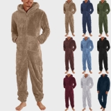 Men Fleece Hooded 1Onesie Pyjamas Teddy Bear Warm All In One Jumpsuit Loungewear