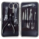 12 Piece Manicure Pedicure Nail Care Set Clippers Cutter Kit Case For Men Women