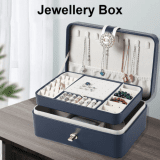 2 Layer Jewellery Box Organizer PU Travel Jewellry Ornaments Storage Case Box