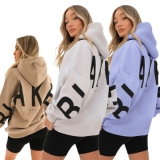 Letter Oversized Hoodies Womens Long Sleeve Sweatshirt Hooded Jumper?Baggy Tops