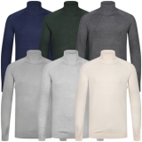 Mens Jumpers Turtle Neck Knit Polo Roll Pullover Lightweight High Sweater Top
