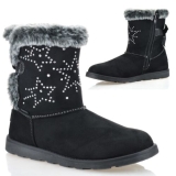 Girls Kids Warm Fur Zip Up Winter Walking Mid Calf Ankle Biker Boots Shoes Size