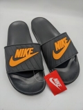 Nike Men’s Upper Leather Slides Black with Orange Logo UK Size 9.5