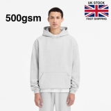 500gsm Blank Marl Grey Hoodie – Ultra Heavyweight Blank