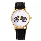 Bicycle Leather 38mm Watch For Women Pu Black Leather Quartz Watch For Girl Sale