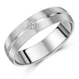 6mm Sterling Silver Wedding Ring Grooved Centre Diamond Band UK Hallmarked 925