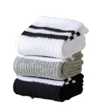 6 pack of Mens Quarter-Length Crew Socks White, Black, Grey, Striped