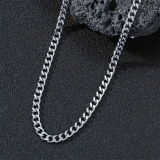 Mens-Boys Curb Chain 18″-20″ 3mm – 5mm Stainless Steel Silver Cuban Necklace UK
