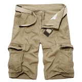 Mens Cargo Combat Shorts Cotton Chino Twill Knee Length Half Pants Multi Pockets