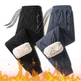 Men Fleece Lined Waterproof Thermal Trousers Athletic Joggers Winter Warm Pants