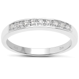 Slim 3mm width Sterling Silver Channel set Diamond Eternity Ring Size H – W
