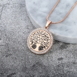 Rose Gold  Silver  Gold Stunning Tree of Life Crystal Pendant Necklace Jewellery