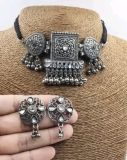 oxidised silver indian jewellery set