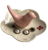 Ring/Jewellery Holder Dish Ceramic Bird Flower Dressing Table Trinket Gift BNIB