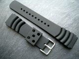 Heavy Black Silicone Rubber Divers watch strap. 18mm, 20mm, 22mm & 24mm. From UK