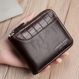 Men’s Wallet with Zipper Genuine Leather Purse RFID Blocking Bifold Coin Pocket