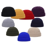 Mens Mini Short Fisherman Beanie Hat Winter Warm Knitted Ribbed Docker Skull Cap