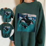 Women Ocean Whale Loungewear Hoodies Harajuku Print Hoodies Sweatshirts Fashion
